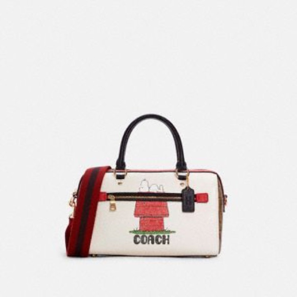Coach X Peanuts Rowan Satchel With Snoopy NWT